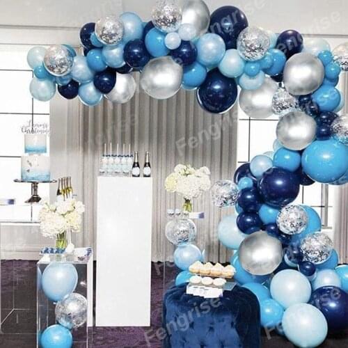 Navy Blue Balloon Arch Kit Silver Confetti Balloons Garland Boy Baby Shower Birthday Decorations Anniverssaire Wedding Ballon