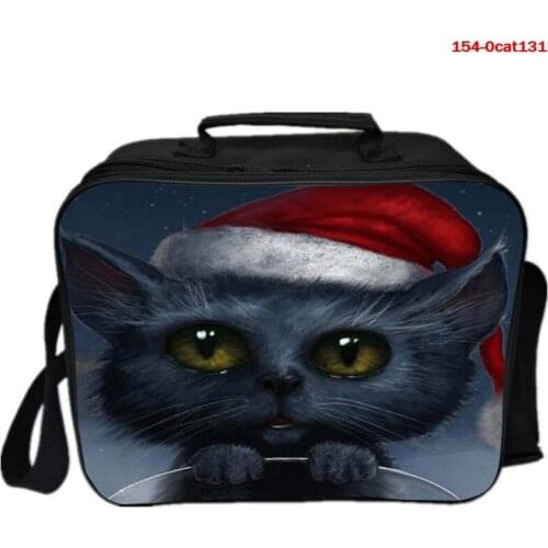 3D Cat Print Cooler Bags for Children Fashion Insulated Thermal Bags for Working Children Double Zipper Picnic Bags Lunch Bag