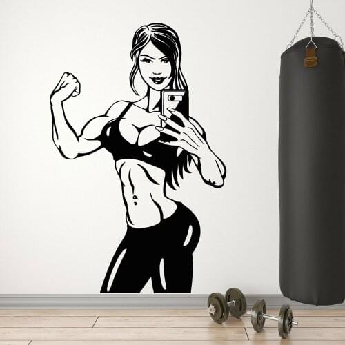 Vinyl Wall Decal Fitness Body Girl Sport Gym Wall Stickers Home Girls Bedroom Gym Decoration Mural Removable Wallpaper X959