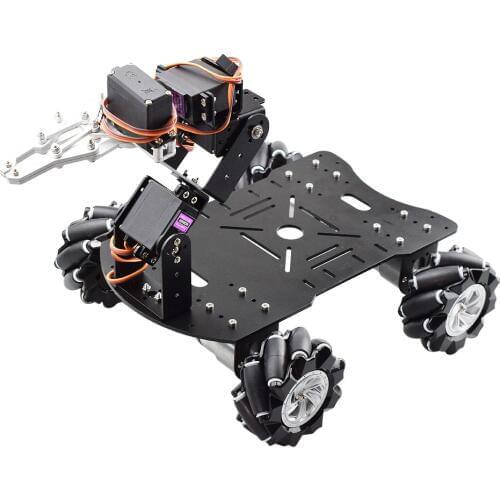 Omni Directional Mecanum Wheel Robot Car Kit with 4-Axis Control Palletizing Robot Arm Claw for Arduino DIY Project STEM Toy