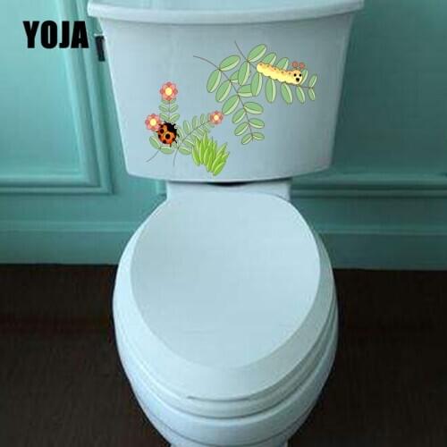 YOJA 22.6X18CM Art Creative Wall Decal Home Decor Toilet Sticker Beautiful Plants And Ladybugs T5-1115