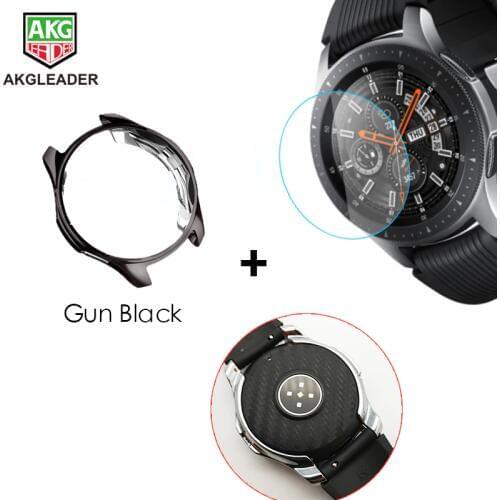 For Galaxy Watch 46mm Tempered Glass+Carbon Fiber Film+Case For Galaxy Galaxy Screen Protector Nice for your Watch Band