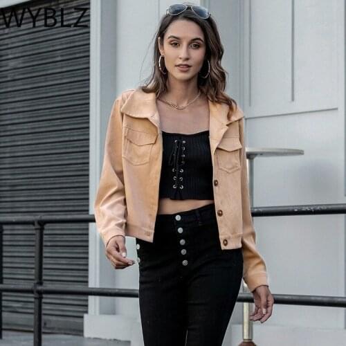 WYBLZ Khaki Jacket Coat Women Streetwear Long sleeve Coat Fashion Pocket Lapel Autumn Shirts Coats