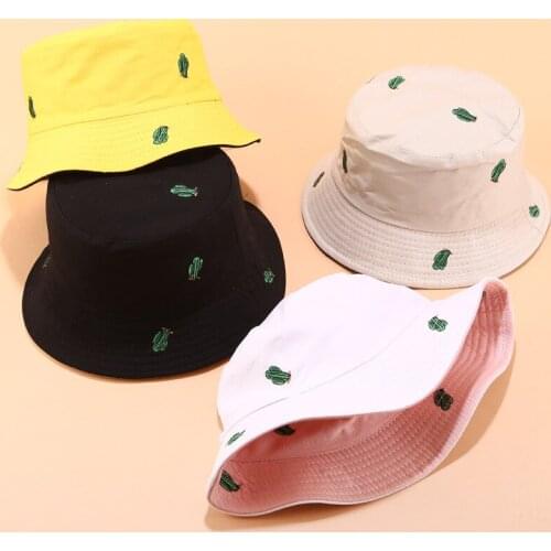 Women Flower Embroidery Bucket Hat Fisherman Hat Outdoor Travel Hat Sun Cap Hats