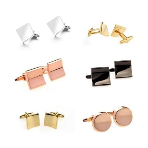 10pairs/lot Classic Tile Shapes Cufflinks Smooth Plating Cuff Links 7 Styles Simple Fashion Mens Jewelry Wedding/Business Gift
