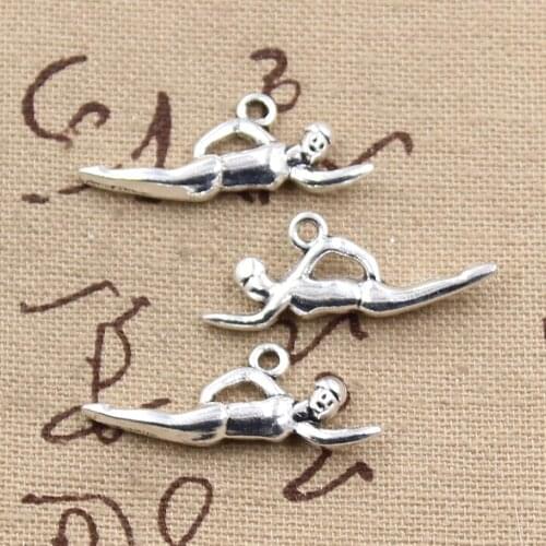 10pcs Charms Swimming Swimmer Sporter 29x11mm Antique Making Pendant fit,Vintage Tibetan Silver color,DIY Handmade Jewelry
