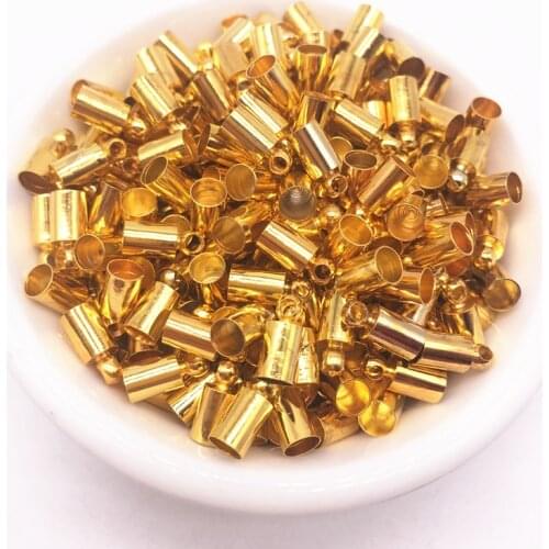 100pcs/lot 4*9mm Rhodium Gold Silver Bronze Necklace Leather Cord End Caps Tassel Crimp End Connector DIY Jewelry Findings