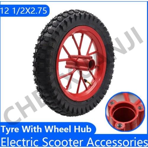 12 1/2 X 2.75 Tyre 12.5 *2.75 Tire with Aluminum Wheel Hub for 12.5 Inch 49CC Dirt Bike MX350 MX400 Scooter Tire Red Wheel
