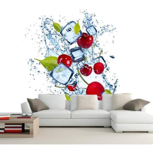 Custom 3D murals, Water Cherry Ice Spray Food wallpapers,living room sofa TV wall children bedroom wallpaper for walls 3 d