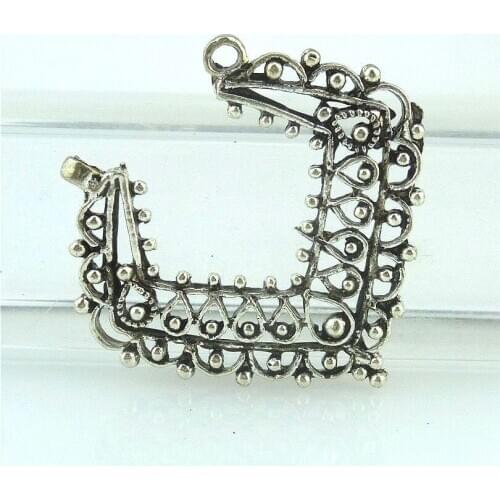 5pcs 15425 Antique Silver 32*31mm Geometric Ethnic Filigree Charms Pendant for Gypsy Earrings Women Brinco