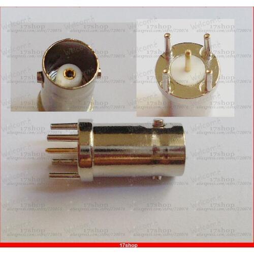 50pcs x PC Board PCB Mount 4 Pin BNC Female Center Solder Straight Chassis Connector