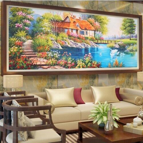 5d diy diamond paintings large European Garden Cottage diamond embroidery house picture of rhinestone mosaic kit decor AA2268