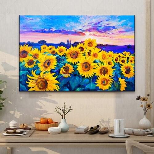 Yellow sunflower Abstract Flowers Canvas Painting Wall Art for Living Room Decor Nordic Style Modern Home Decorative Picture