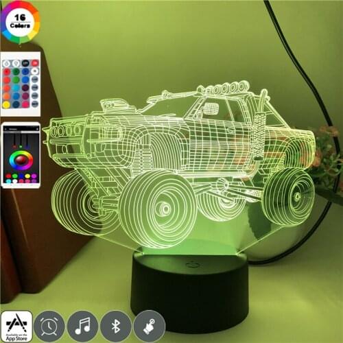 Acrylic 3D Illusion Night Light for Kids Babies Pickup Truck LED Lava Lamp Touch Sensor Nightlight Room Decor Kids Vehicle Gift