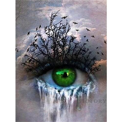 Diy Diamond Painting Full Drill Green Eye Art Witch 5D Diamond Embroidery Cross Stitch Home Decoration Gift