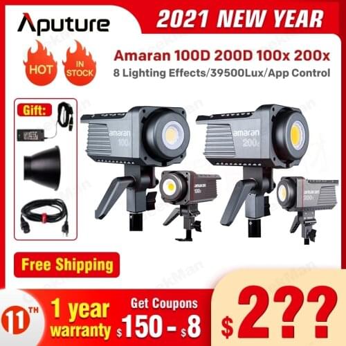 Aputure Amaran 100D 200D 5600K LED Video Studio Light CRI95 TLCI96+Bluetooth App Control 8 Lighting Effects DC/AC Power Softbox