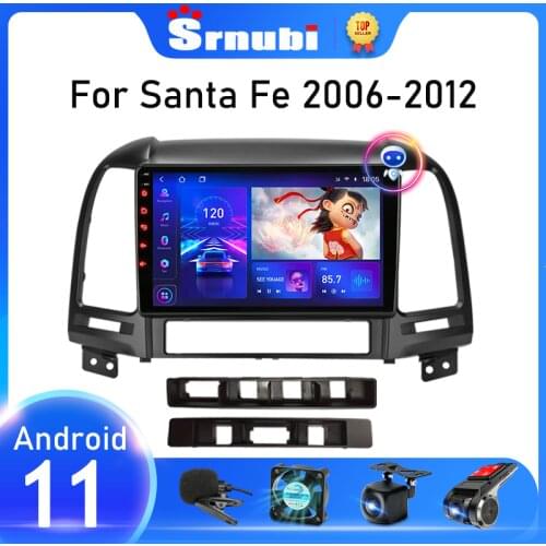 9" 2Din Android10 For Hyundai Santa Fe 2006-2012 Car GPS Navigation Radio 4G+WIFI DSP RDS Multimedia Video Player 48EQ 6G+128G