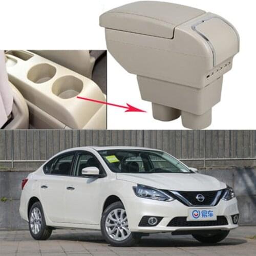 Large Space Armrest For Nissan Sylphy Versa Tiida Latio 2007-2011 Dual Layer Center Console Storage Box 2008 2009 2010