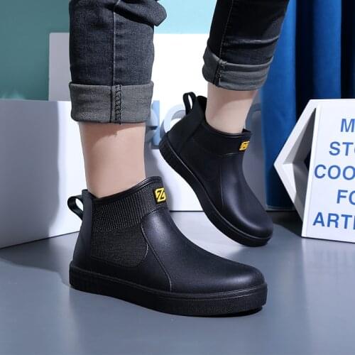 Water shoes mens summer rubber soft-bottomed short-barrel anti-slip breathable kitchen low fishing waterproof shoes rain boots