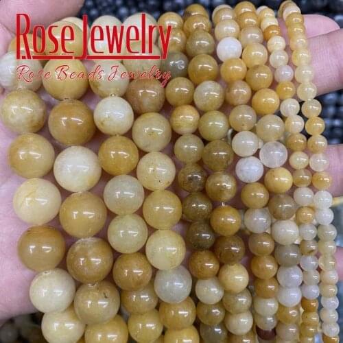 Natural Stone Yellow Cloud Jades Beads Round Loose Spacers Bead For Jewelry Making 15"Inches 4 6 8 10 12mm DIY Bracelet Necklace