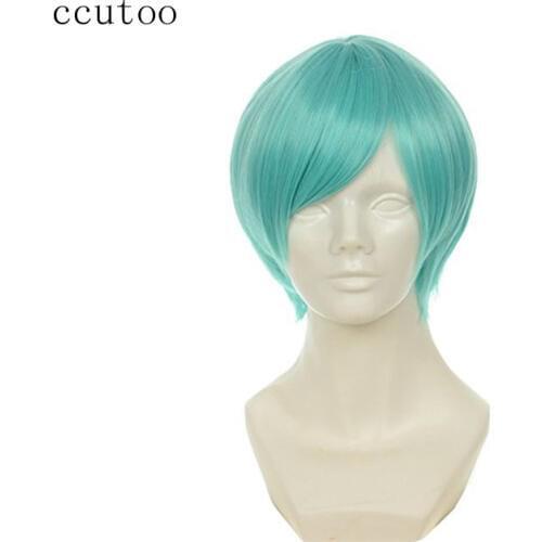 Ccutoo 12" Short Blue Mix Straight Synthetic Hair The Sword Dance Touken Ranbu Ichigo Hitofuri Cosplay Full Wig