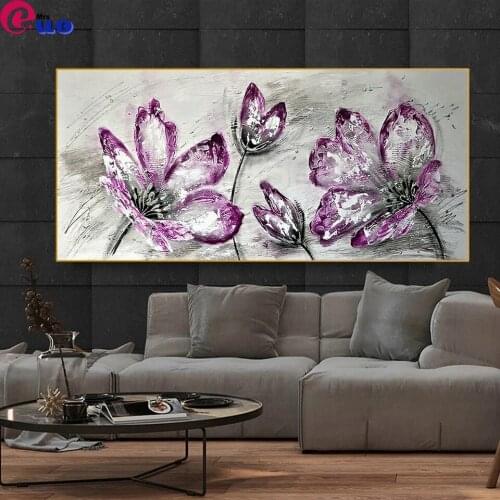 Flower Red And Purple Abstract Poppy Flowers Diamond Painting Floral Art Diamond Embroidery For Living Room Home Decoration