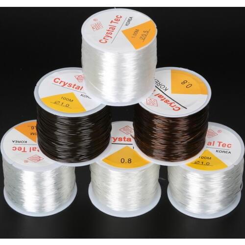 0.5-1.0MM DIY Crystal Beading Stretch Cord Elastic Line,Transparent/Brown Round Beading Wire/Cord/String/Thread Jewelry Making