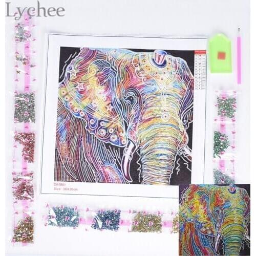Lychee Life Special Shaped Elephant Pattern Diamond Embroidery Rhinestone Diamond Painting Cross Stitch DIY Semi-finished Crafts