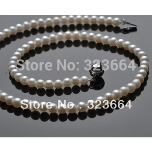 Hot Sell ! Lovely 6-7mm white AAA pearls necklace Silver clasp jewelry