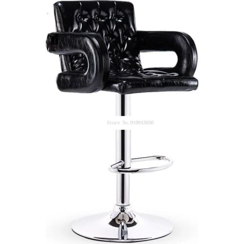 Fashion Modern Bar Counter Chair PU Leather Soft Sponge Seat High Footstool Lifting Swivel Barchair With Backrest and Armrest