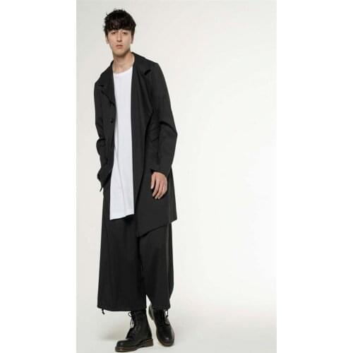 Mens new spring and autumn fashion brand dark Korean version of the street wind long style hooded coat cape windbreaker coat
