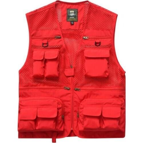 Summer Newest Mens Quick Dry Mesh Multi-bag Photography Advertising Fishing Vest Plus Size Breathable Waterproof Vest 5 Colors
