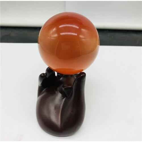 Natural quality polished quartz crystal ball with reiki healing+ wood bracket