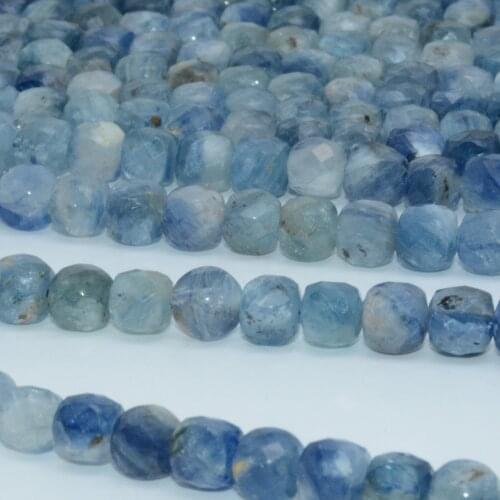 Natural Kyanite Faceted Irregular Cube Bead 6.5-7mm