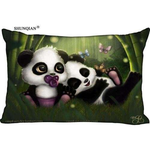 New Panda Art Cartoon Pillow Case Custom Wedding Pillowcase Cover Cases Gift Zippered Rectangle Pillow Case
