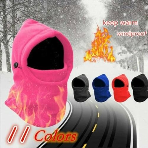 Solid Color Women Men 6 In 1 Thermal Fleece Balaclava Outdoor Ski Masks Bike Cyling Beanies Wind Stopper Face Protection Hats