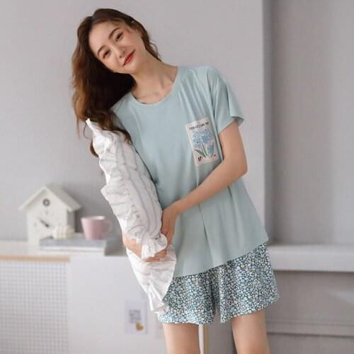 Pijamas Summer Modal Womens Pajamas Short Sleeve Shorts for Home Wear Two Piece Set Summer Pajamas for Women Lounge Wear