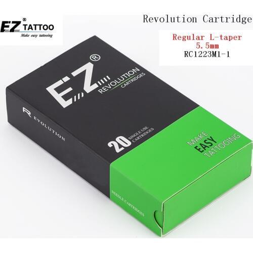 RC1223M1-1 EZ Revolution Tattoo Cartridge Needles #12 Magnum Compatible with Machine & Grips 20 pcs /Box