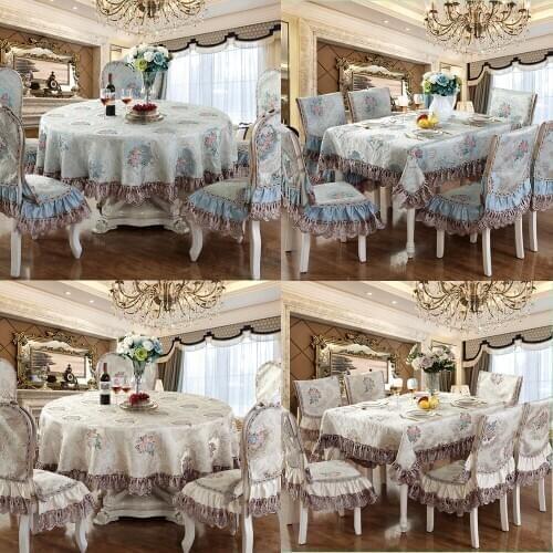 Luxury Lace Tablecloth Chair Cover Table Flag Exquisite Relief Embroidery Round\Rectangle Table Cover christmas table cloth