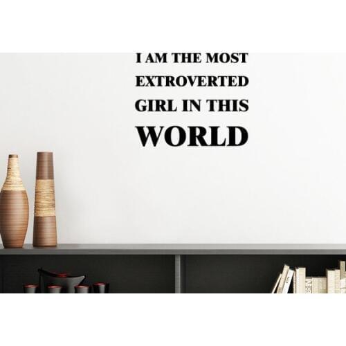 I Am The Extroverted Girl Silhouette Removable Wall Sticker Art Decals Mural DIY Wallpaper for Room Decal