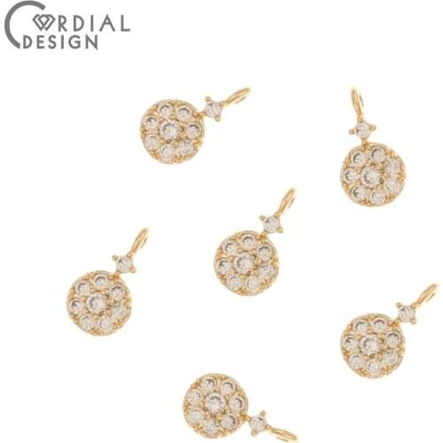 Cordial Design 100Pcs 6*11MM Earring Accessories/Pendant/Jewelry Findings & Component/Hand Made/DIY Making/Round Shape/CZ Charms
