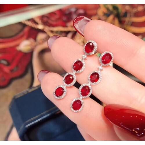 100% Natural And Real Ruby Earring 925 sterling silver Fine jewelry For men women Earring