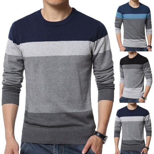 Chic Men Sweaters Color Block O Neck Long Sleeve Men Sweaters Pullover Mens Mens Sweaters Pullovers Knitted Sweater Knitwear