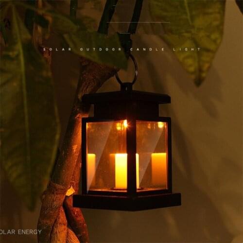 Solar Hanging Lantern Candle Lights Outdoor Candle Effect Light with Hooks for Garden Patio Lawn Deck Umbrella Tent Tree Yard