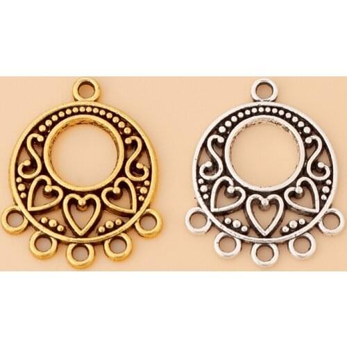 50pcs/Lot Tibetan Silver/Gold Chandelier Multi Strand Connector Charms Pendants for DIY Earring Making Accessories 24x20mm