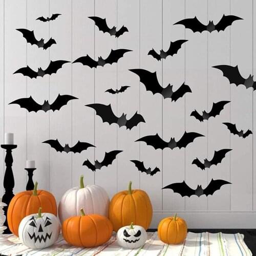 28Pcs Halloween Decoration 3D PVC Bat Halloween Party DIY Decor Bar Room Halloween Party Scary Decos Props Wall Sticker