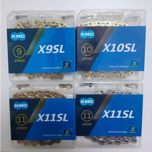 KMC Bicycle Chain X9SL X10SL X11SL Durable Chain with Hollow Pins and Plates for Shimano Campagnolo Sram