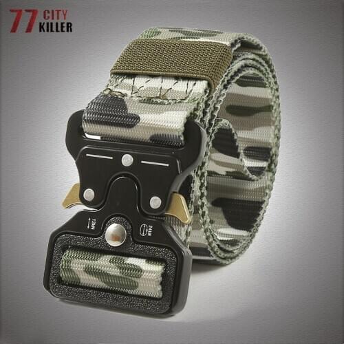 Military Belt Men Nylon Quality Combat Training Belts Male Metal Multifunctional Tactical Belt Mens Canvas Waistband Size 125cm