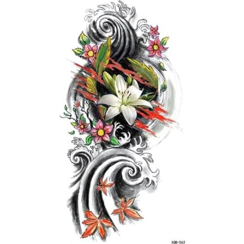 Maple Leaf Flower Whirlwind Temporary Tattoo Sticker for Girl Women Men Fake Tattoos Waterproof Tatoo Transferable Art Tatto
