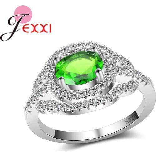 High Quality Full AAA Cubic Zirconia For Women Female Party Wedding Ring 4 Colour Fine Oval Crystal 925 Sterling Silver
